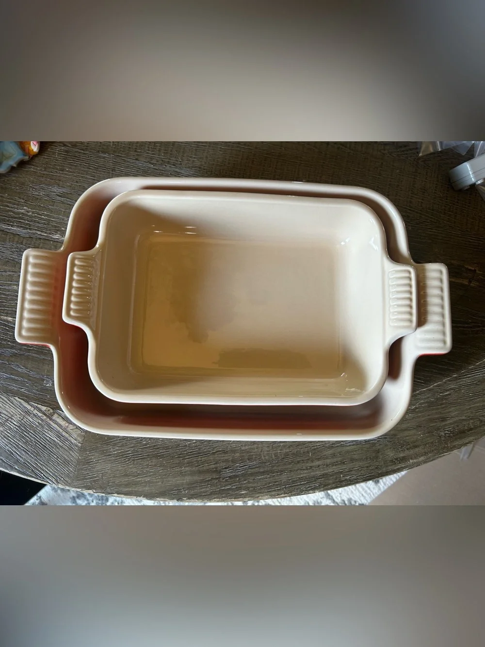 Set of two Le Creuset Red Ceramic Baking Dishes